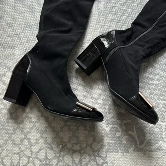 BRAND NEW, never worn black stylish suede boots size 6.5 US , 37 EU - Picture 9 of 13